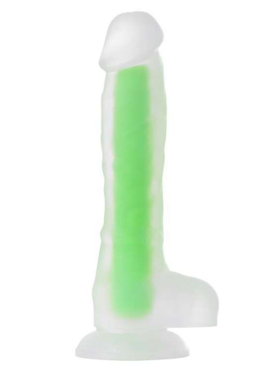 Censan Beyond Clark Glow Gece Parlayan Yeşil Dildo Silikon Şeffaf 22 cm - 1