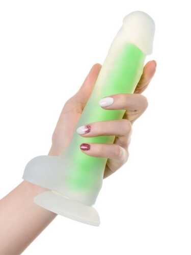 Censan Beyond Clark Glow Gece Parlayan Yeşil Dildo Silikon Şeffaf 22 cm - 3