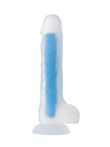 Censan Beyond Mavi Matt Glow Gece Parlayan Dildo, Silikon, Şeffaf, 18 cm - 2