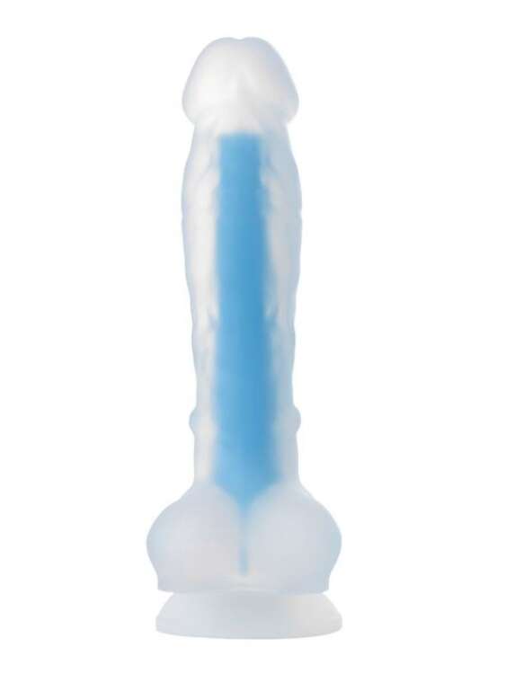 Censan Beyond Mavi Matt Glow Gece Parlayan Dildo, Silikon, Şeffaf, 18 cm - 3