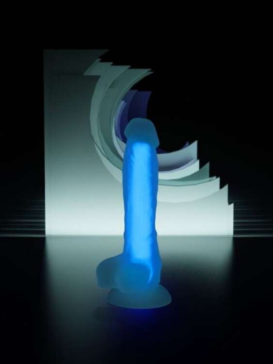 Censan Beyond Mavi Matt Glow Gece Parlayan Dildo, Silikon, Şeffaf, 18 cm - 5