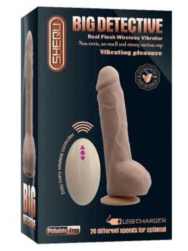 Big Detective Şarjlı Uzaktan Kumandalı Titreşimli Gerçekçi Dildo 19 cm - 3