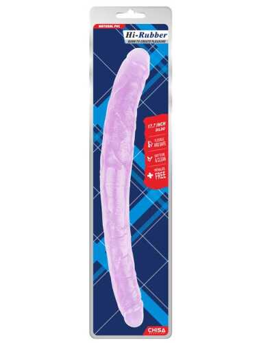 Hi-Rubber Şeffaf Jel Çift Taraflı Dildo - 45cm Mor - 2