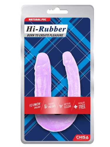 Hi-Rubber Şeffaf Jel Çift Taraflı Eğik Dildo - 17cm Mor - 2