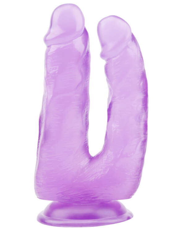 SECRETGAME Hi-Rubber Şeffaf Jel İkili Dildo - 18cm Mor - Gel penis, realistic, double dildo, forked penis, strapon penis, sex toys+18 - 1