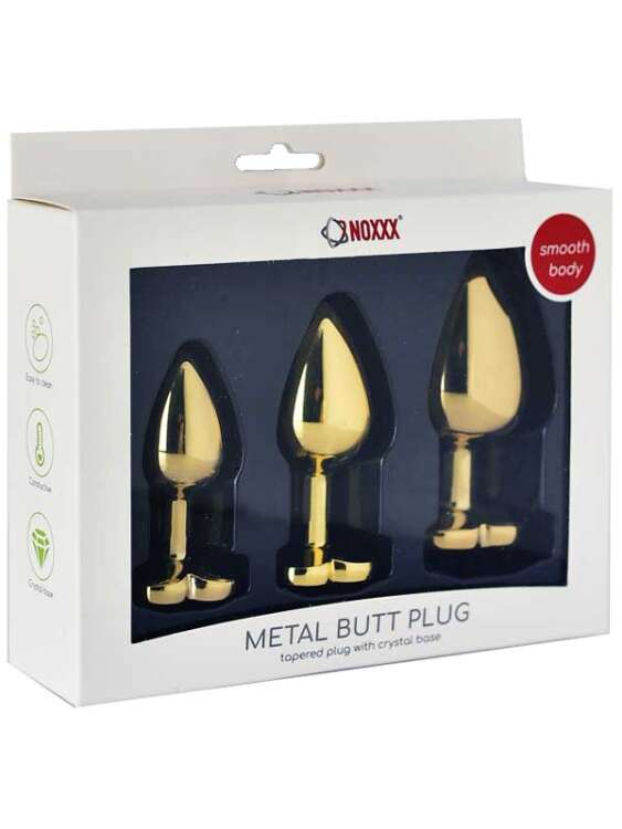 SECRETGAME NOXXX Altın Renkli Kalpli Çelik Anal Plug - 3 Boy Set - Gold Color Heart Steel Anal Plug - 3 Size Set fantasy sex toys+18 - 1