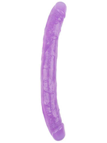 Hi-Rubber Şeffaf Jel Çift Taraflı Dildo - 32.5cm Mor - 1