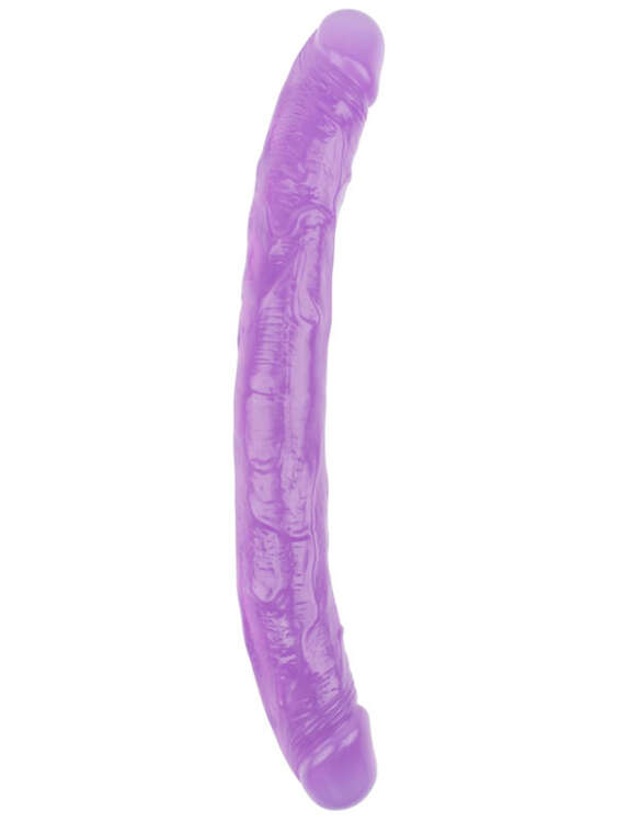 Hi-Rubber Şeffaf Jel Çift Taraflı Dildo - 32.5cm Mor - 1